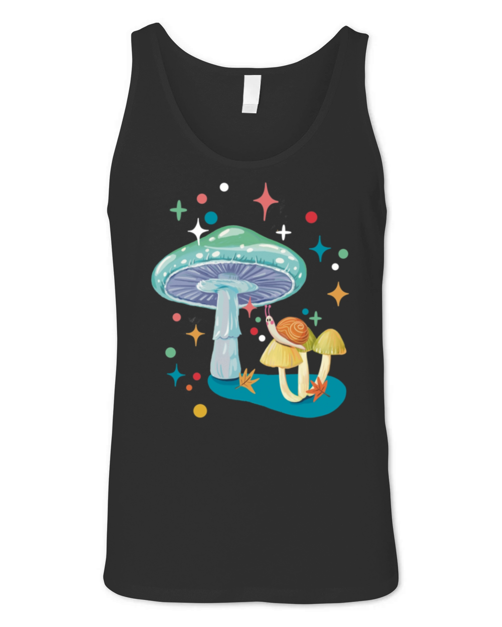 Vintage cozy green mushroom and snail Unisex Jersey Tank