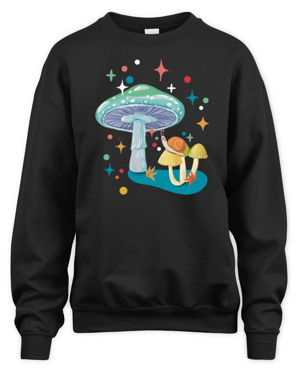 Vintage cozy green mushroom and snail Unisex Premium Crewneck Sweatshirt