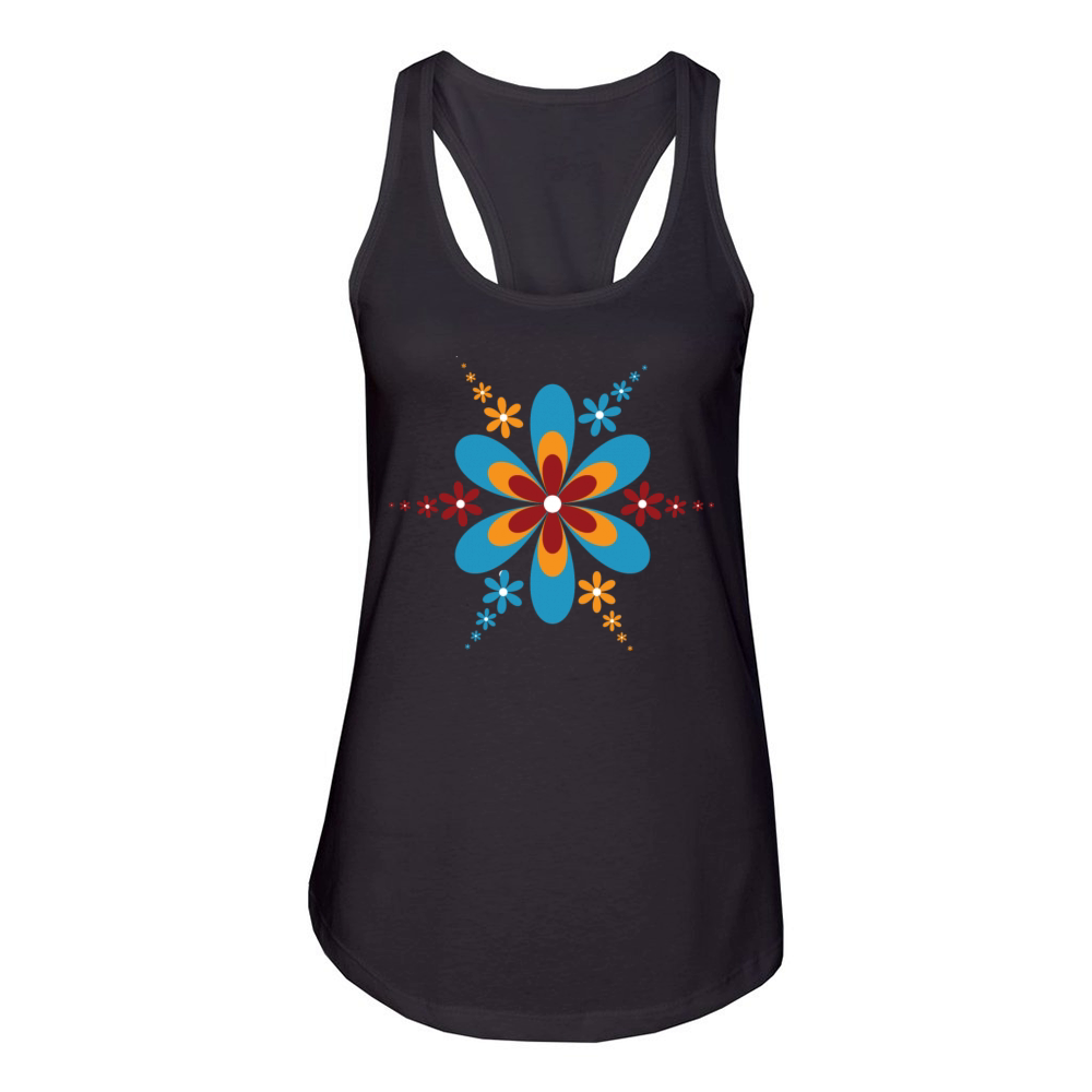 retrochic vintage color hippie flower Women's Racerback Tank