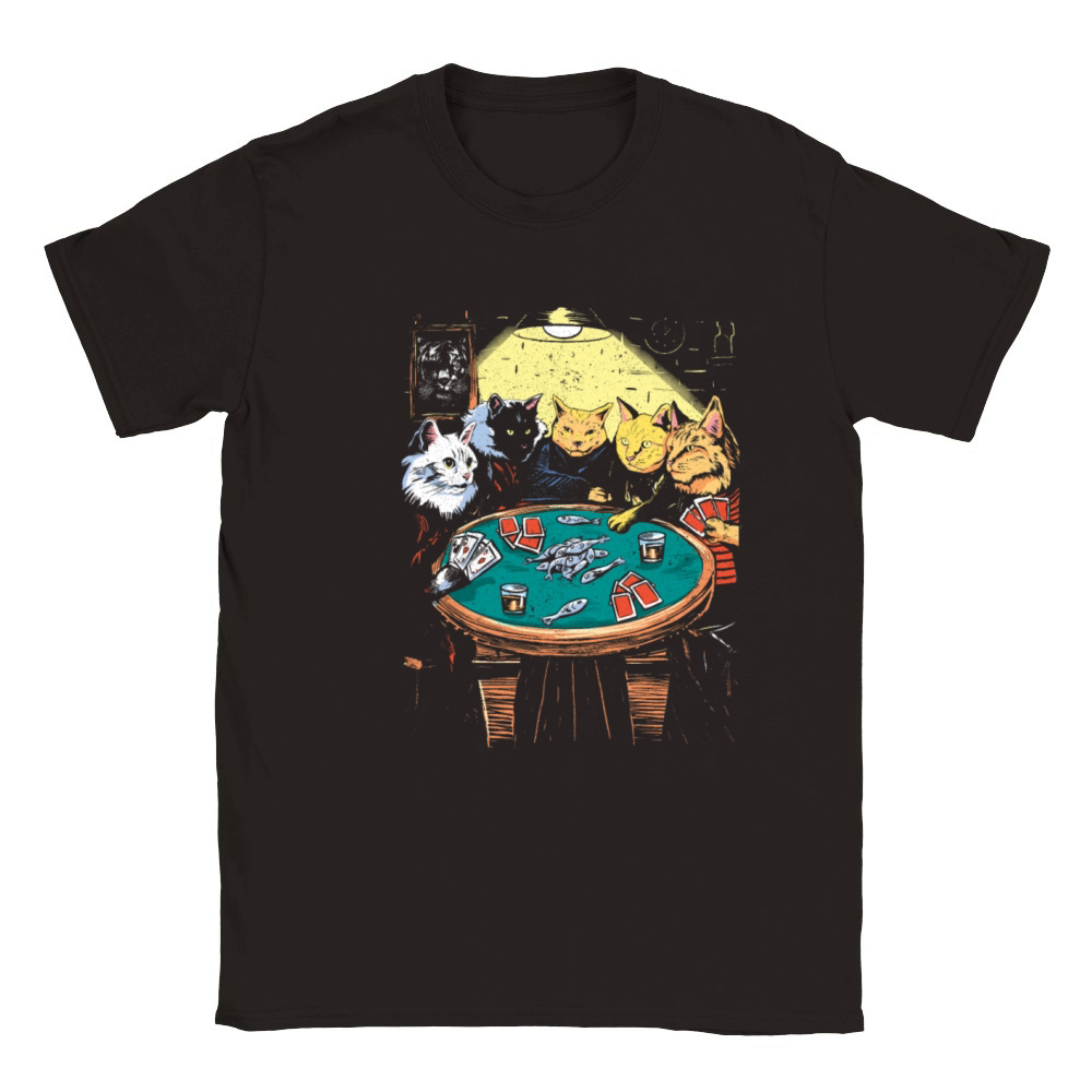 Vintage Cat Gambler Feline Card Game Gambling Cat Classic Kids Crewneck T-shirt