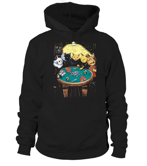 Vintage Cat Gambler Feline Card Game Gambling Cat Hoodie Unisex