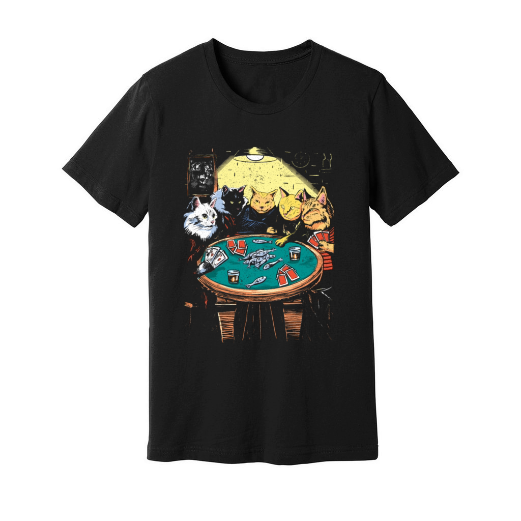 Vintage Cat Gambler Feline Card Game Gambling Cat Unisex Jersey Tee