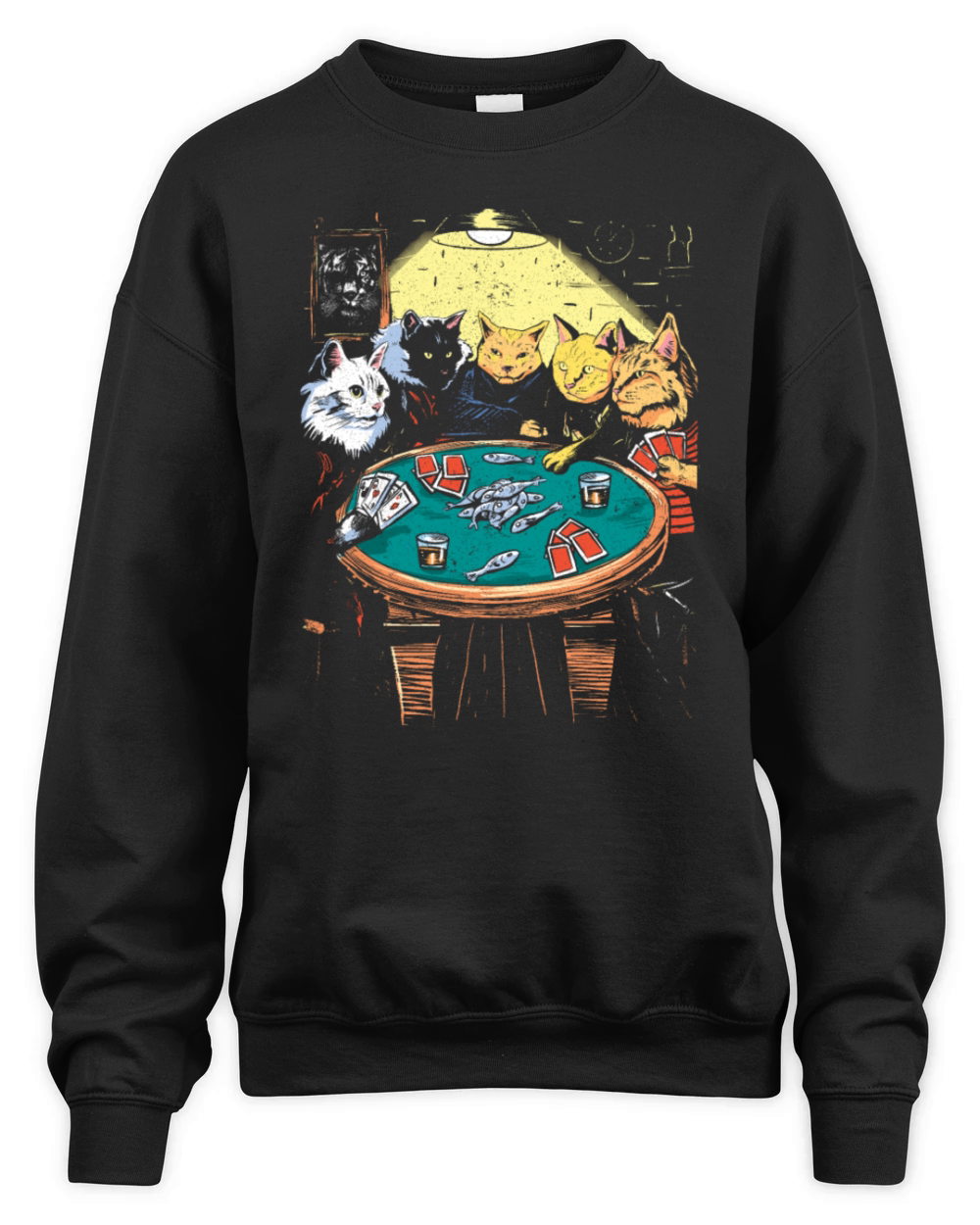 Vintage Cat Gambler Feline Card Game Gambling Cat Unisex Premium Crewneck Sweatshirt