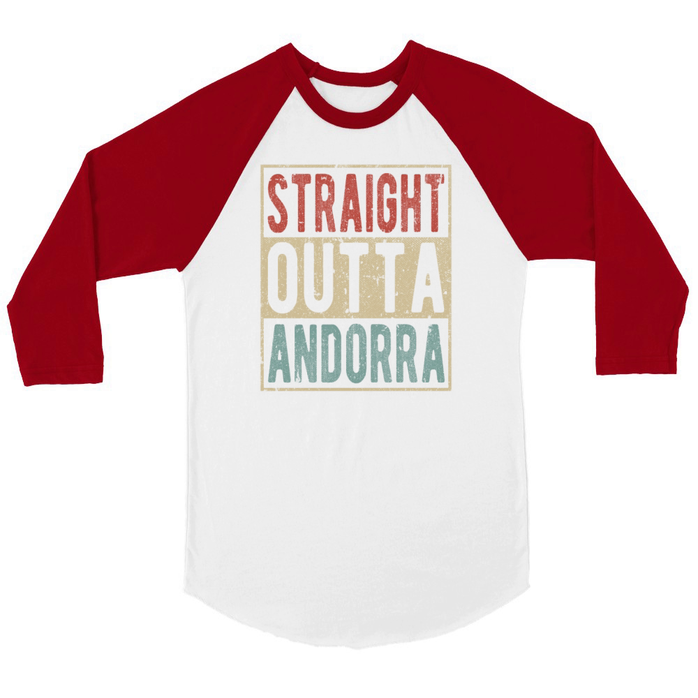 Straight outta Andorra Unisex ¾ sleeve Raglan T-shirt