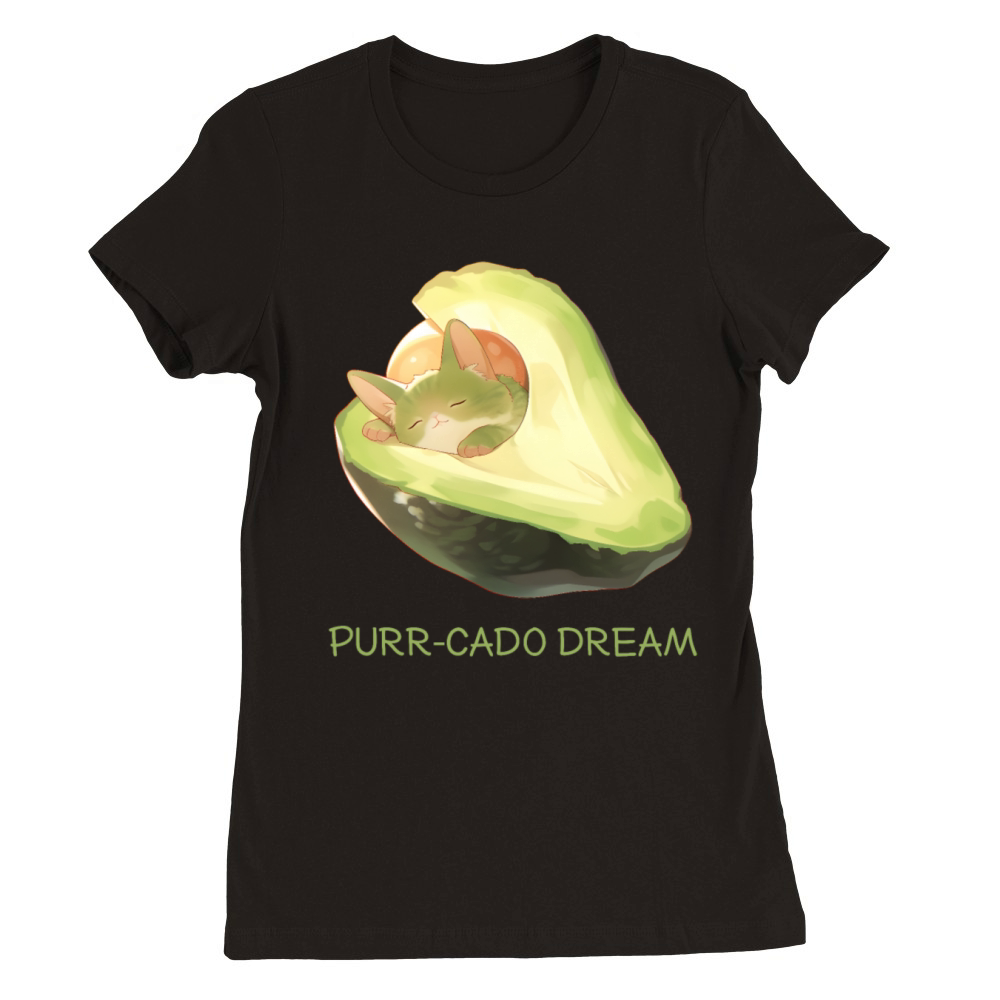 Purr-Cado Dream Funny Avocado Kawaii Cat Lover Premium Womens Crewneck T-shirt