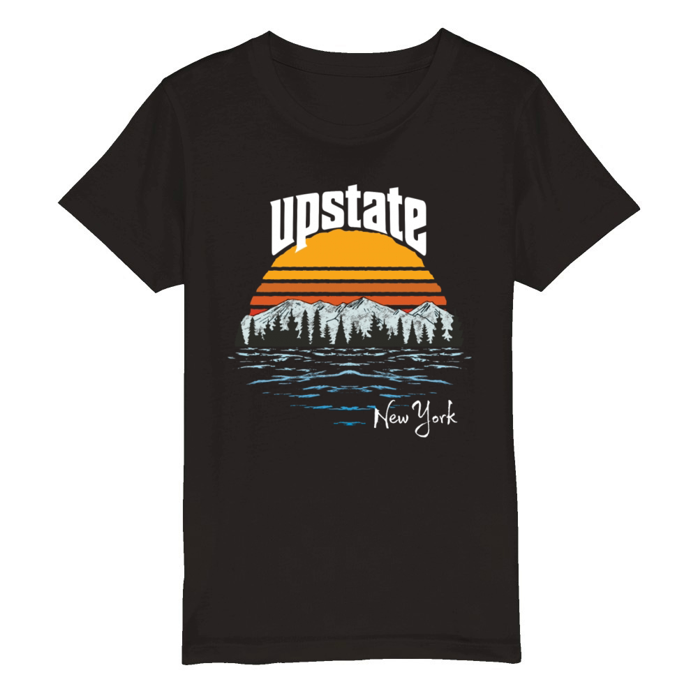 Vintage Upstate New York Mountains Organic Kids Crewneck T-shirt