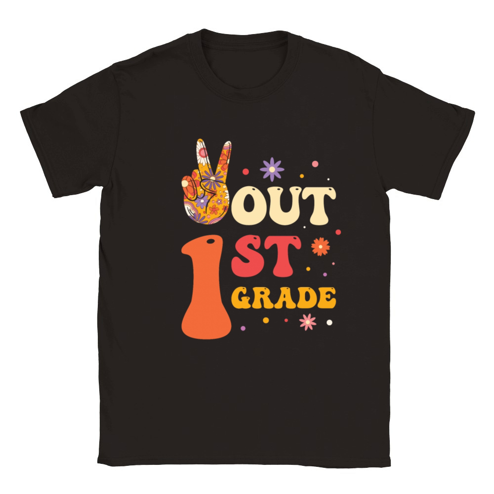 Peace Out 1st Grade Hippie Classic Kids Crewneck T-shirt