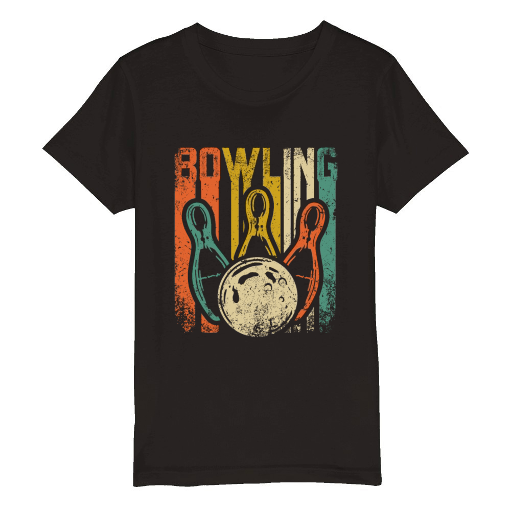 Cool Retro Vintage Bowling Design For Bowlers Organic Kids Crewneck T-shirt