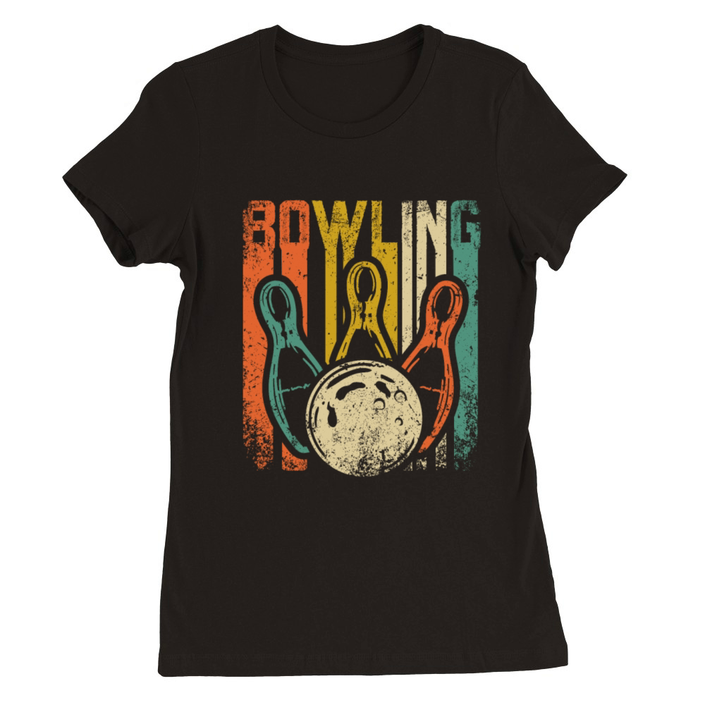 Cool Retro Vintage Bowling Design For Bowlers Premium Womens Crewneck T-shirt