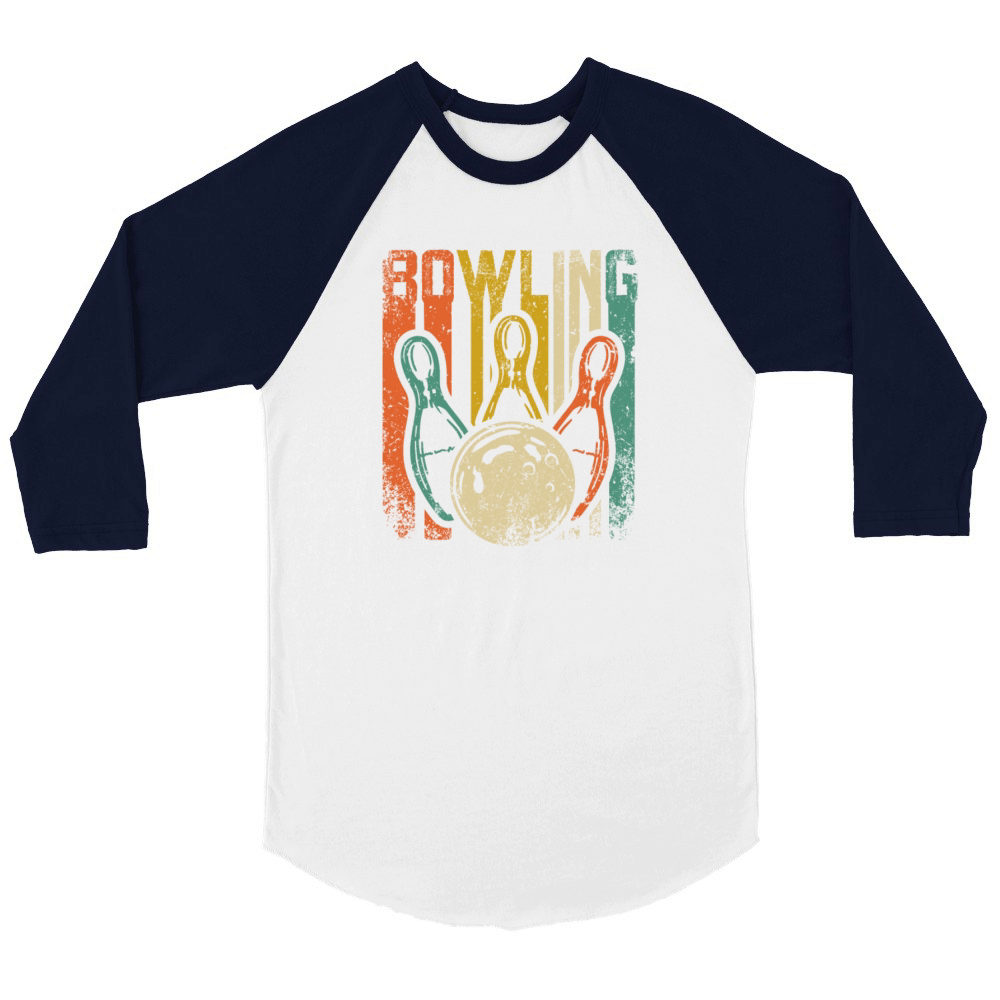 Cool Retro Vintage Bowling Design For Bowlers Unisex ¾ sleeve Raglan T-shirt