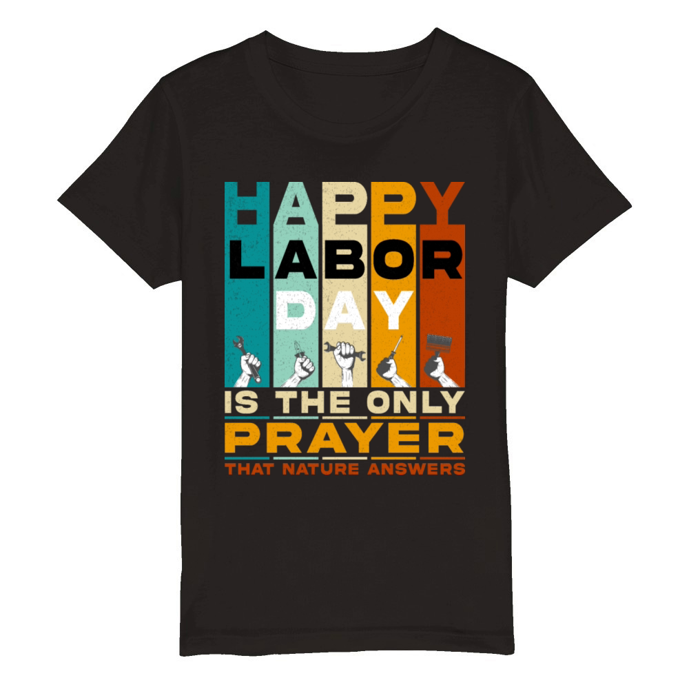 Happy Labor Day Organic Kids Crewneck T-shirt