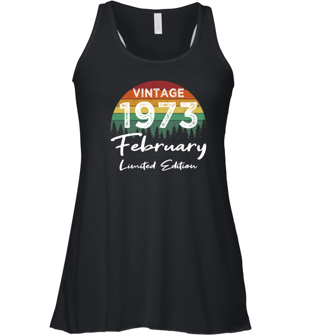 50th birthday february 1973 vintage 1973 Women's Flowy Tank Top