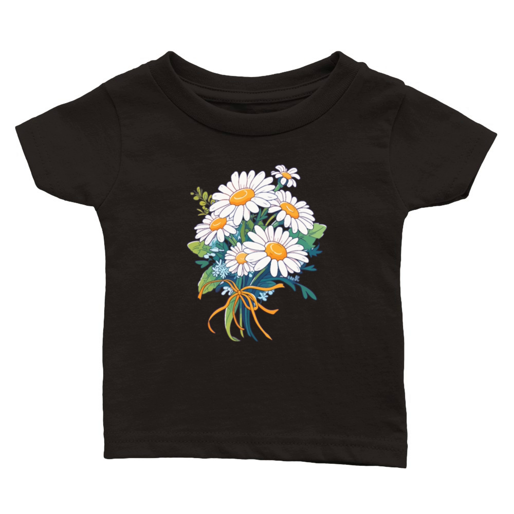 Bouquet Floral Daisies Lover Vintage Flowers Pun Classic Baby Crewneck T-shirt