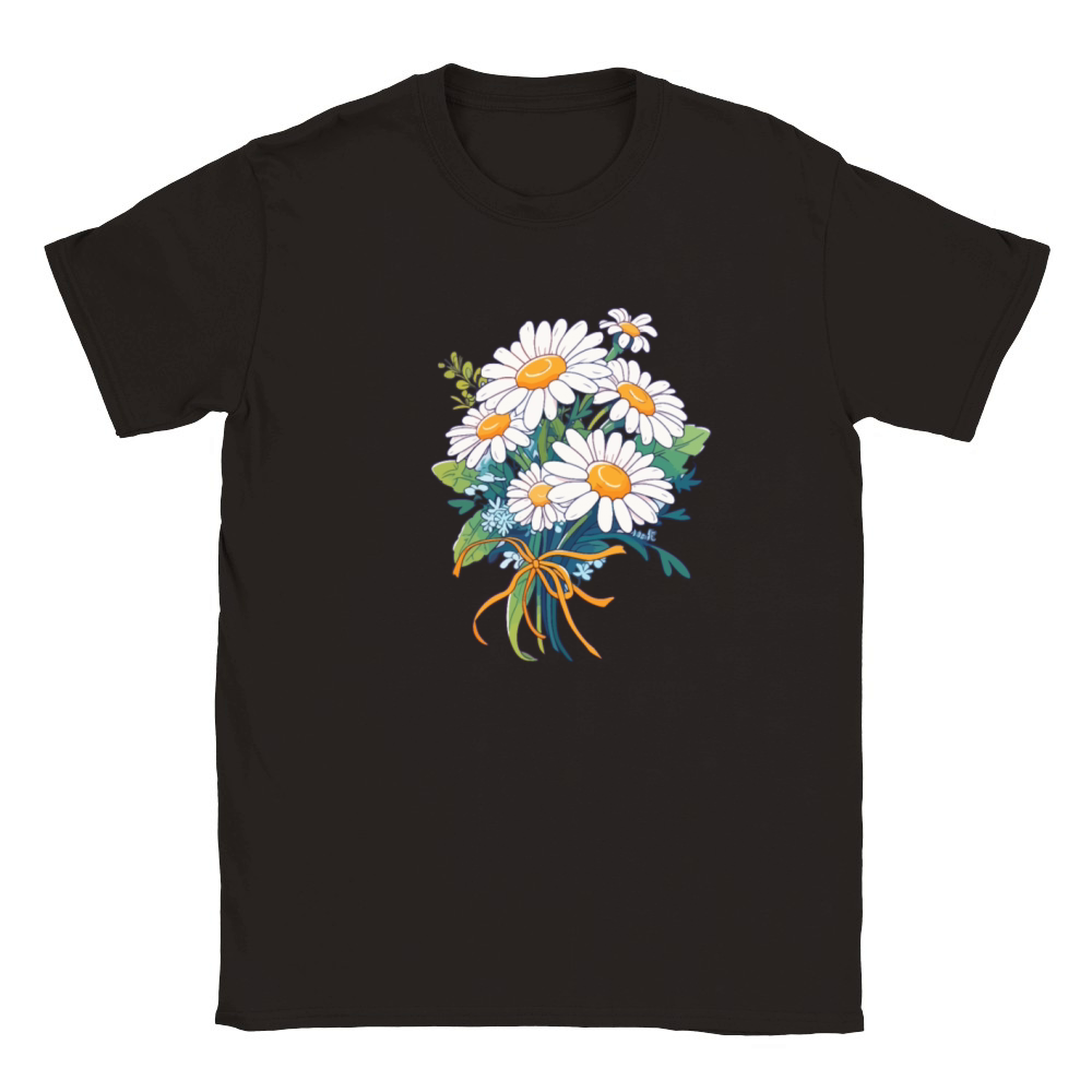 Bouquet Floral Daisies Lover Vintage Flowers Pun Classic Kids Crewneck T-shirt