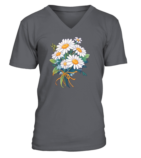Bouquet Floral Daisies Lover Vintage Flowers Pun V-Neck T-shirt