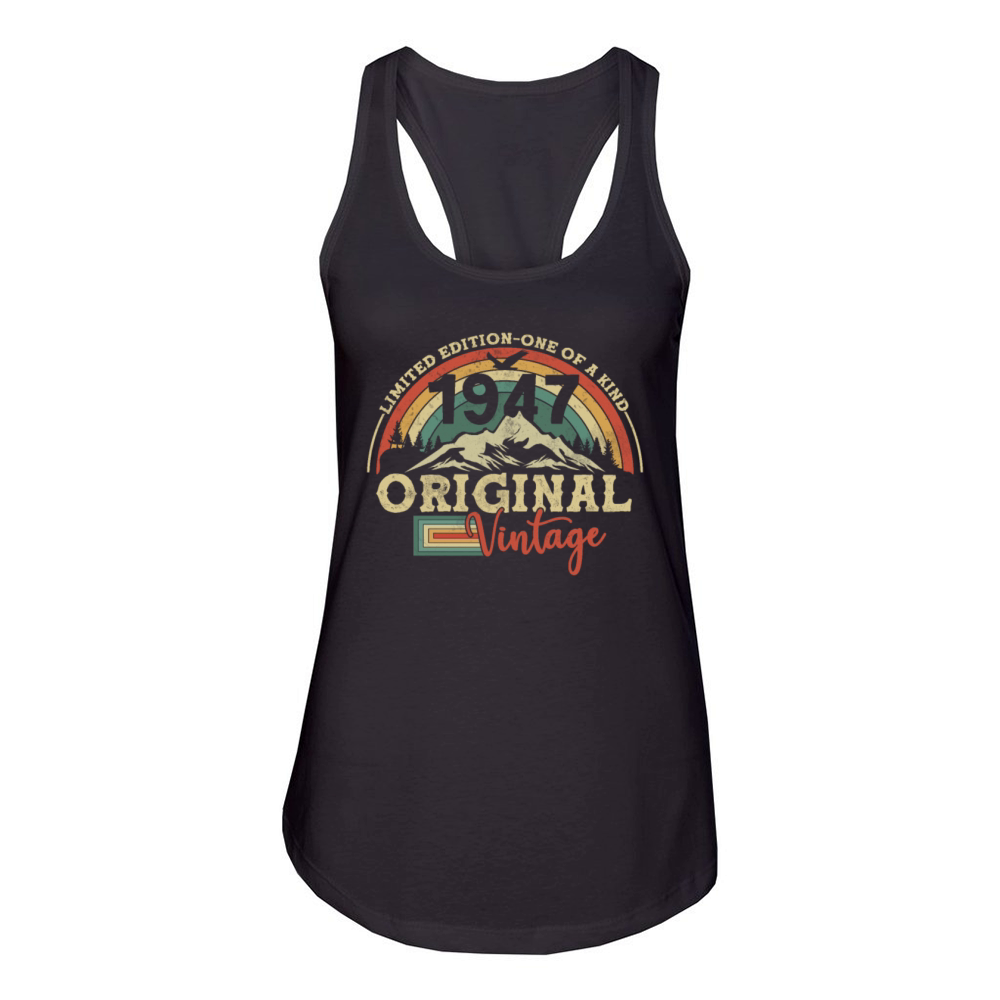 Vintage Retro 1947 Birthday Gift Women's Racerback Tank