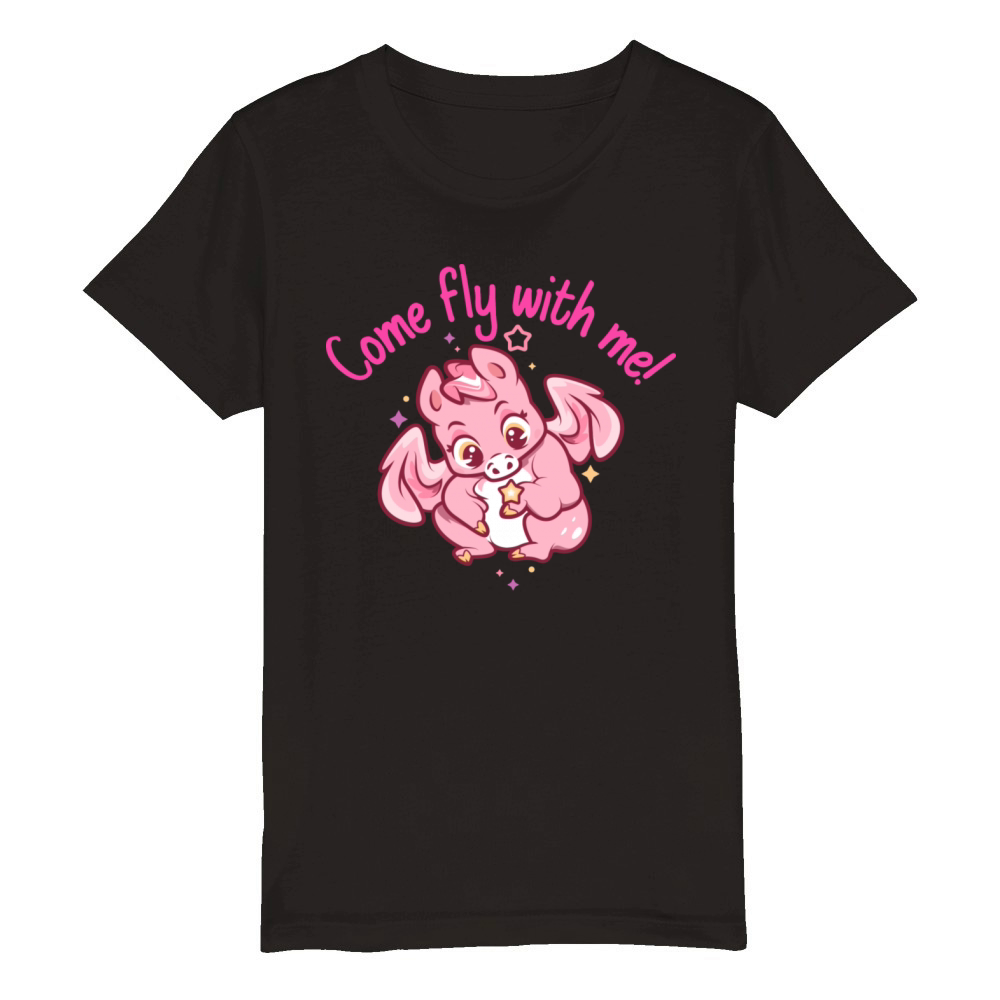 Come Fly With Me Design Organic Kids Crewneck T-shirt