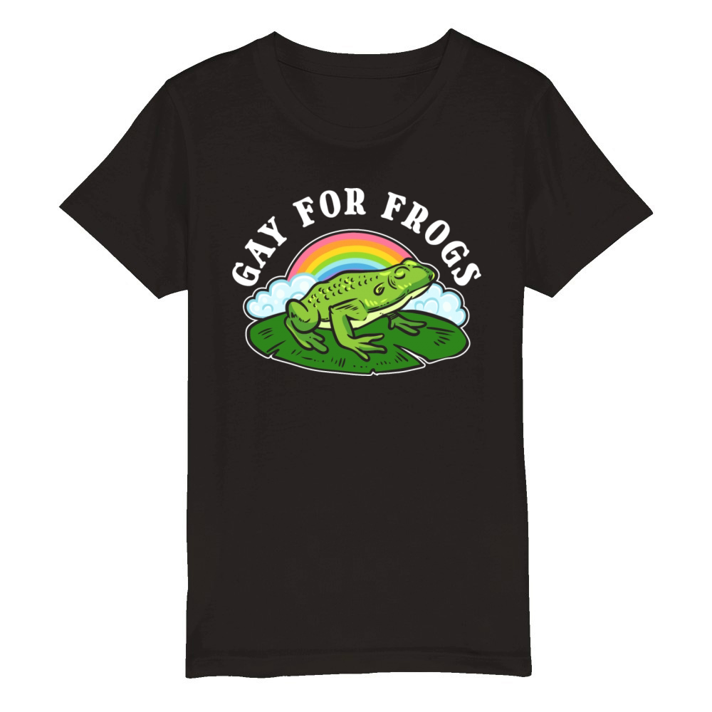 Gay For Frogs Lesbian Gift Organic Kids Crewneck T-shirt