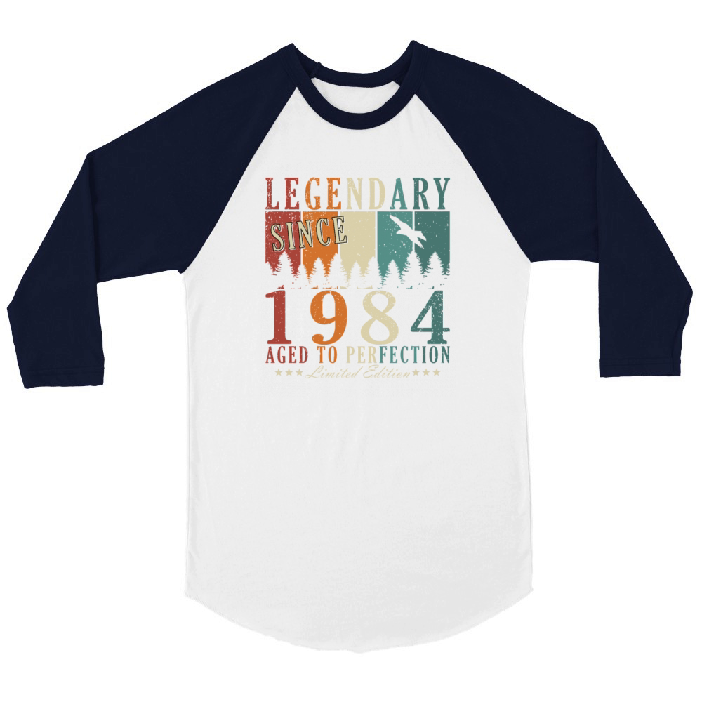 39th birthday man born 1984 legend Unisex ¾ sleeve Raglan T-shirt