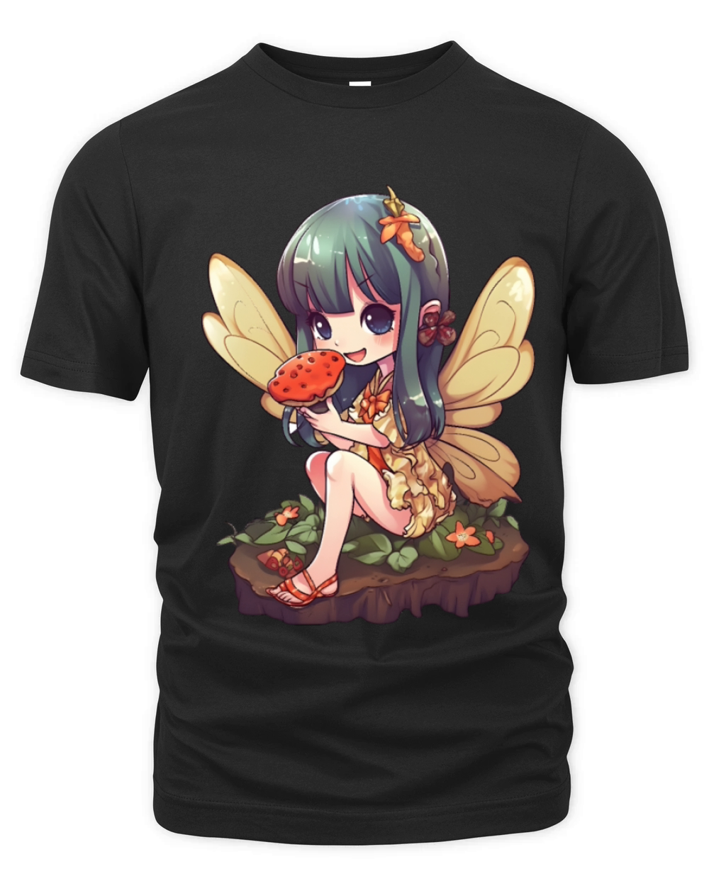 Kawaii Fairy Pizza Funny Food Retro Japonese Anime Organic Unisex T-shirt