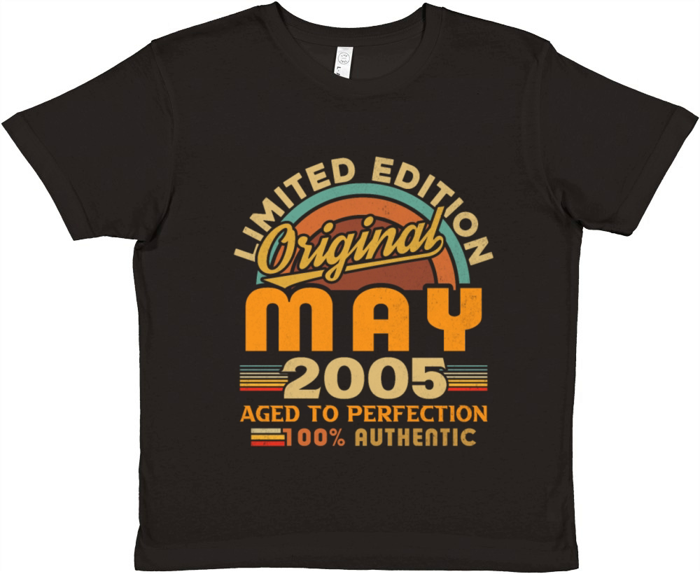 May 2005 Vintage Birthday Gift Premium Kids Crewneck T-shirt