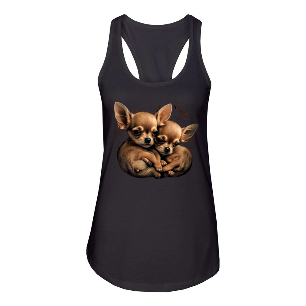Chihuahua Puppys - Cute Dogs Little Love Heart Women's Racerback Tank
