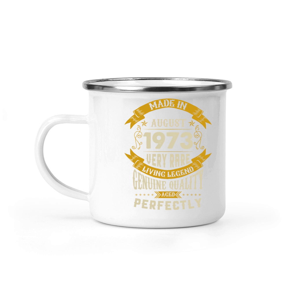 August 1973 Vintage Birthday Present Camping Mug