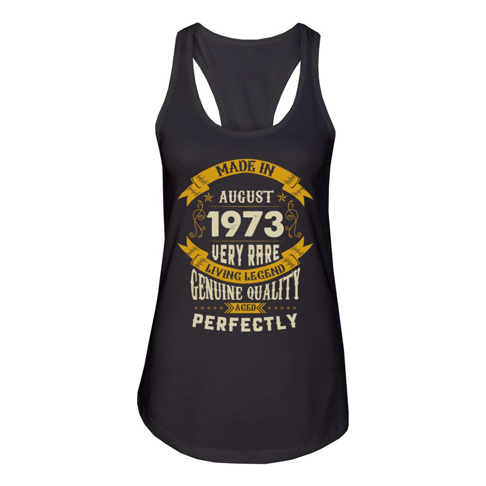 August 1973 Vintage Birthday Present Women's Racerback Tank