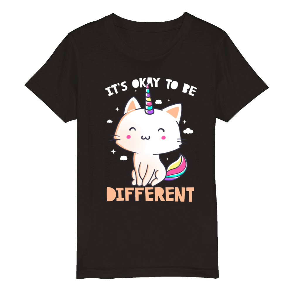 It s Okay To Be Different Cute Unicorn Organic Kids Crewneck T-shirt