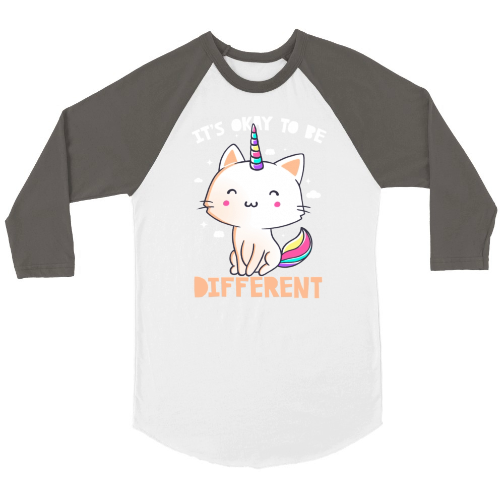 It s Okay To Be Different Cute Unicorn Unisex ¾ sleeve Raglan T-shirt