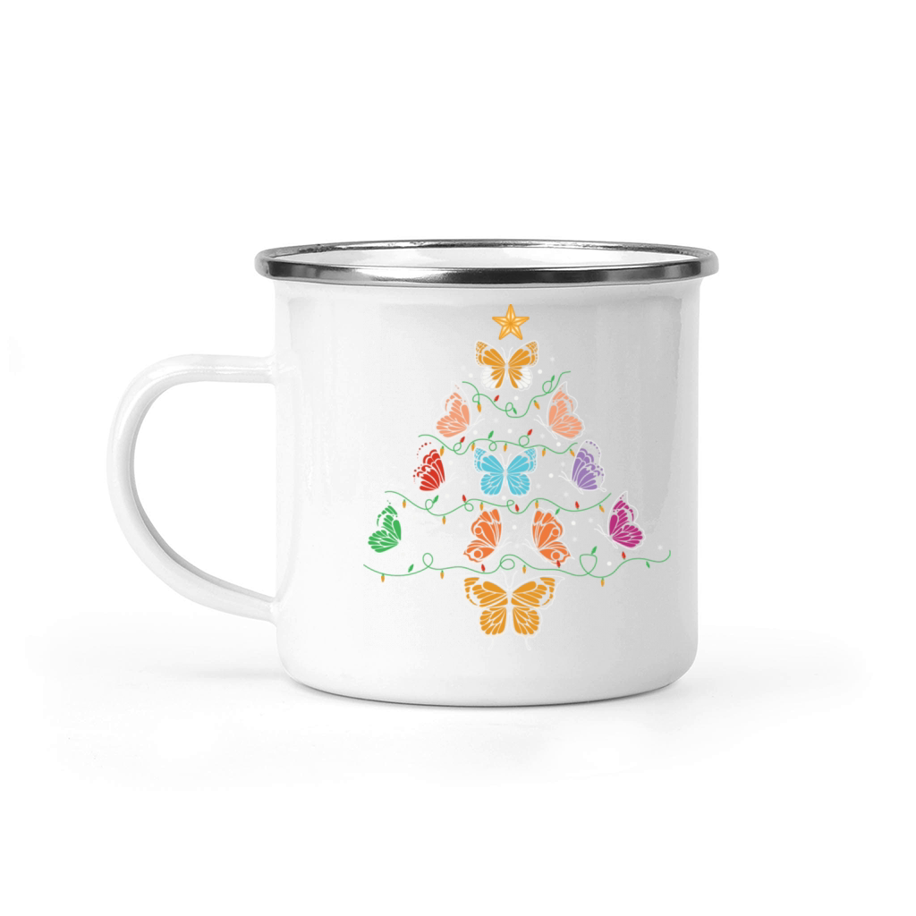 Butterfly Christmas Tree Camping Mug