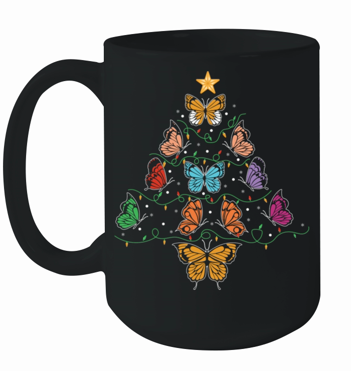 Butterfly Christmas Tree Ceramic Mug