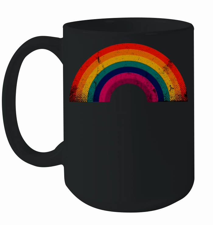 Rainbow Vintage Retro Distressed Style Ceramic Mug