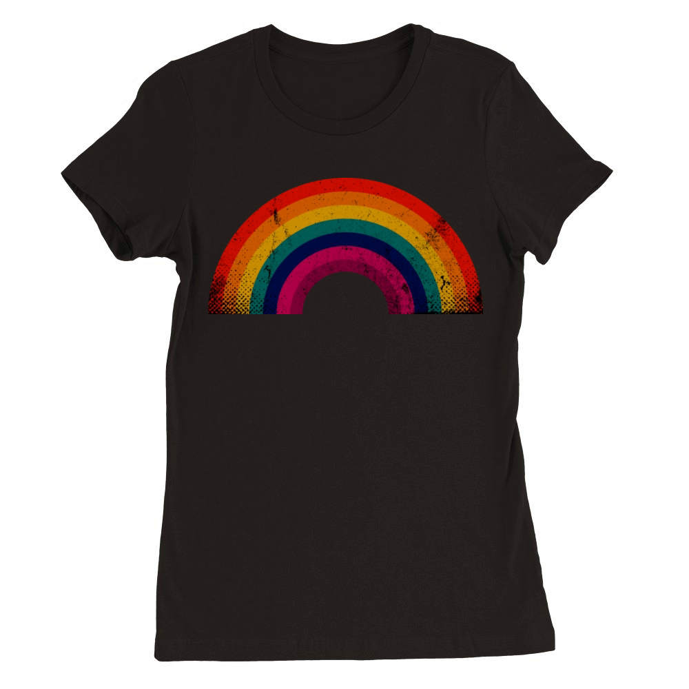 Rainbow Vintage Retro Distressed Style Premium Womens Crewneck T-shirt