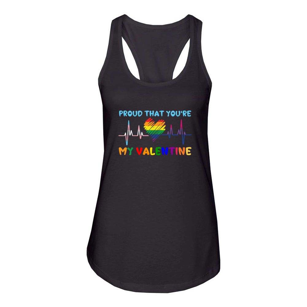 Valentines Day LGBT February 14 Gay Lesbian Women's Racerback Tank