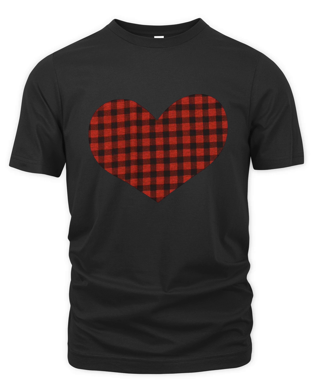 Valentine s Day Buffalo Plaid Love Heart Organic Unisex T-shirt