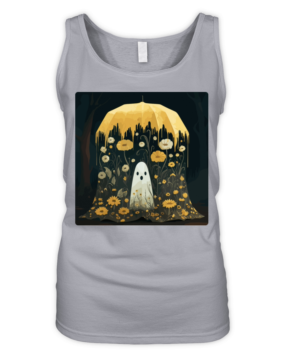 Vintage Floral Ghost In The Forest Gothic Scary Organic Women's Tank Top