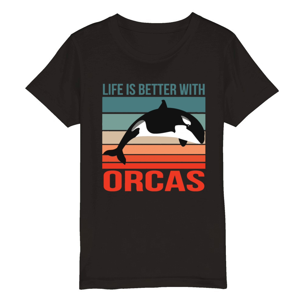 Life Is Better With Orcas Organic Kids Crewneck T-shirt