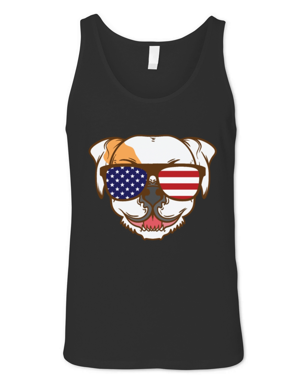Bulldog with USA Sunglasses Pet Unisex Jersey Tank