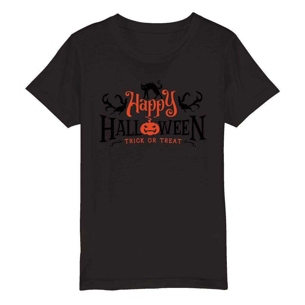 Happy Halloween   trick Organic Kids Crewneck T-shirt