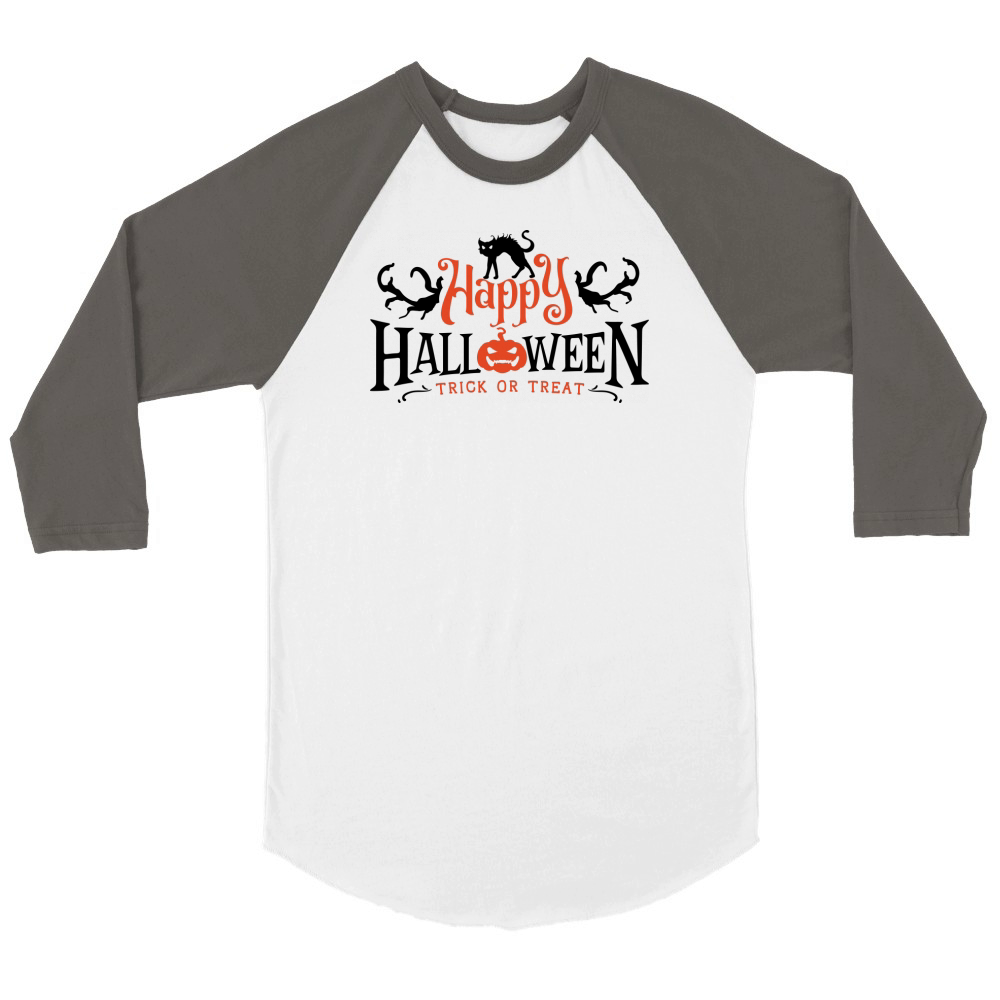 Happy Halloween   trick Unisex ¾ sleeve Raglan T-shirt