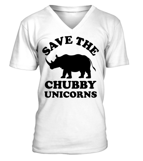 save the chubby unicorn V-Neck T-shirt