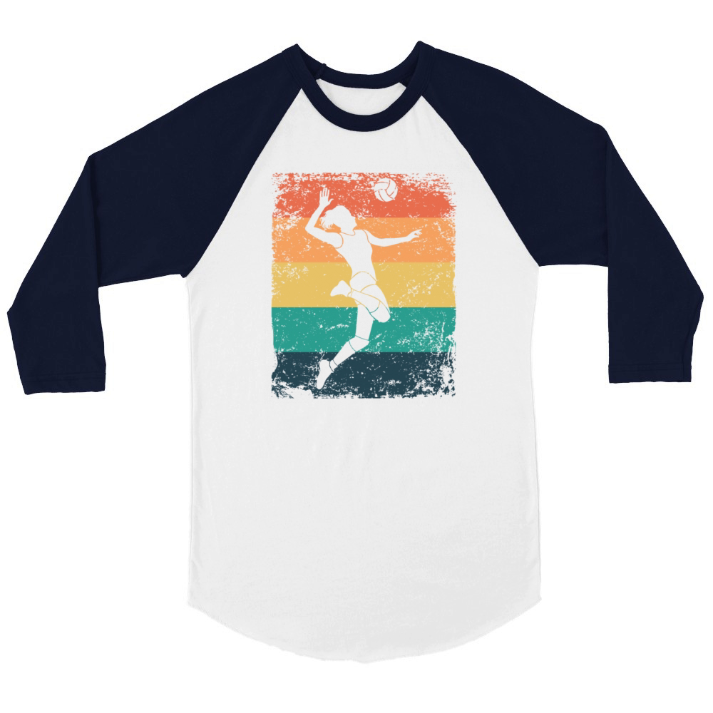 Volleyball Player Retro Beach Volleyball Unisex ¾ sleeve Raglan T-shirt