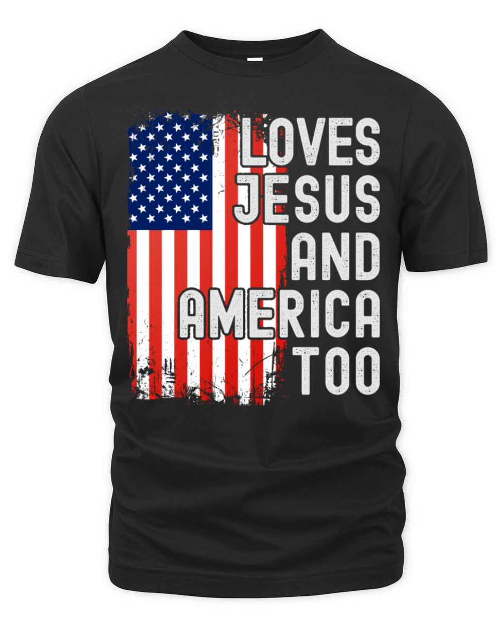 Loves Jesus and America Too with USA Flag for Organic Unisex T-shirt
