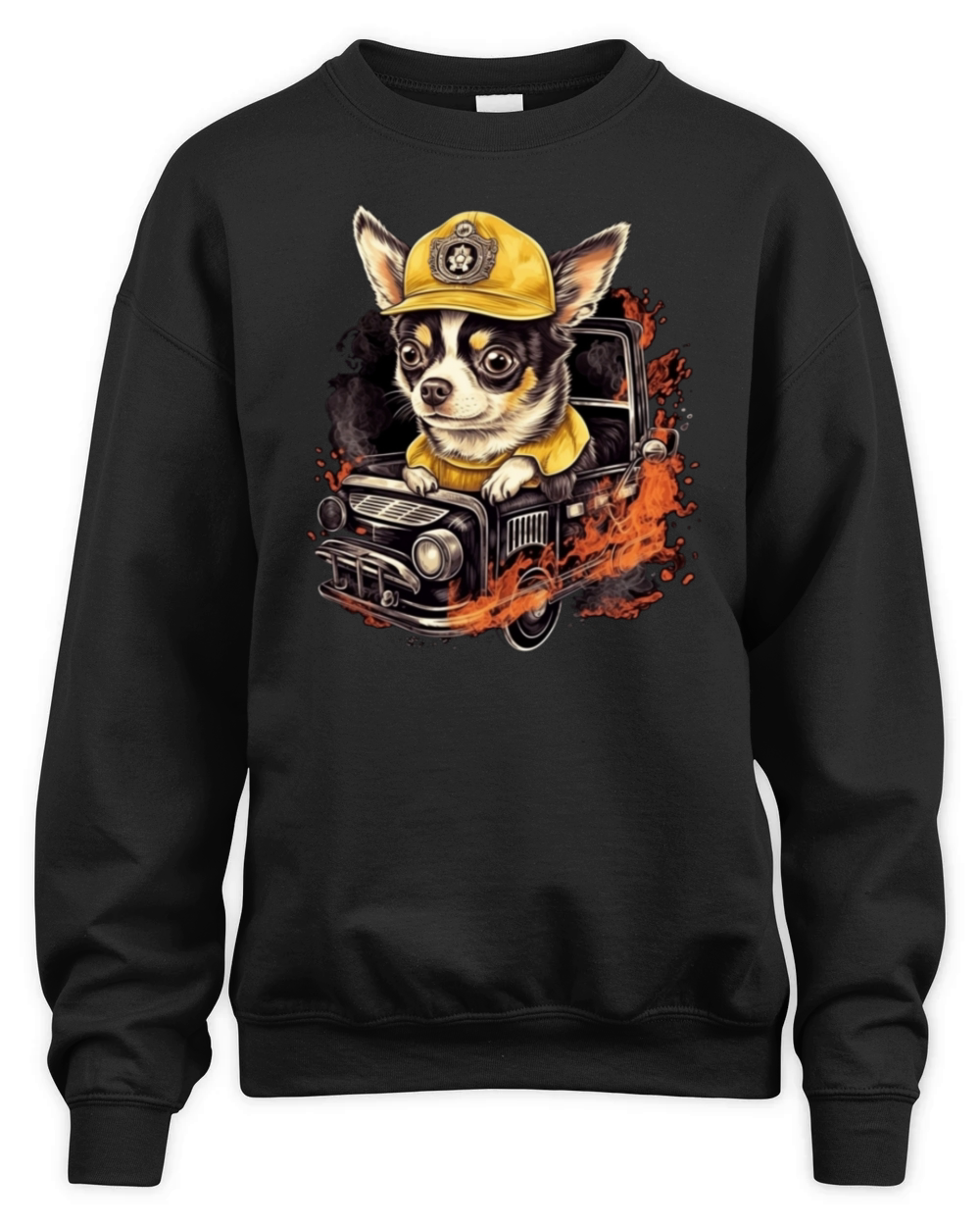 Chihuahua - Firefighter Fireman Cool Dog Men Hat Unisex Premium Crewneck Sweatshirt