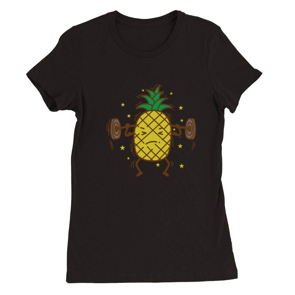 Pineapple does Fitness with Weight lifting Fruit Premium Womens Crewneck T-shirt