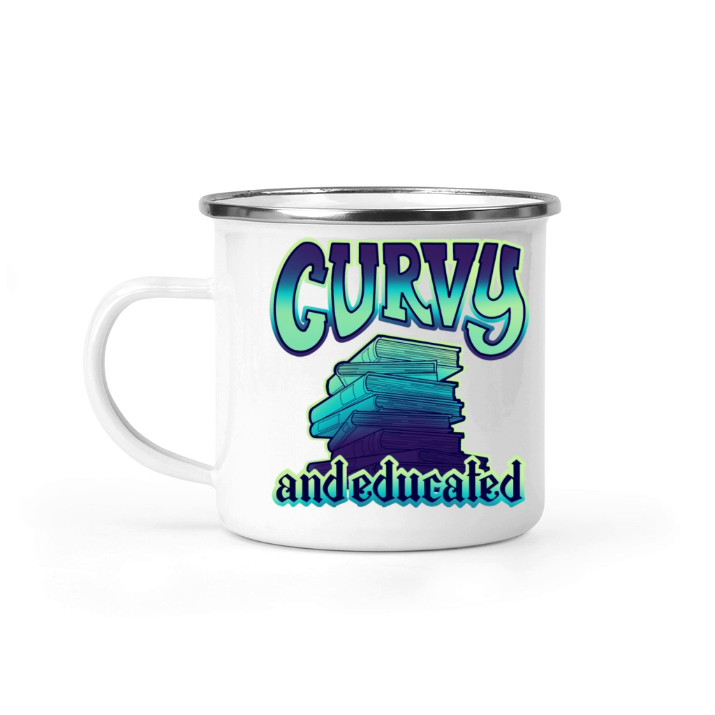 Curvy And Educated Stack Of Aqua Blue Books Camping Mug