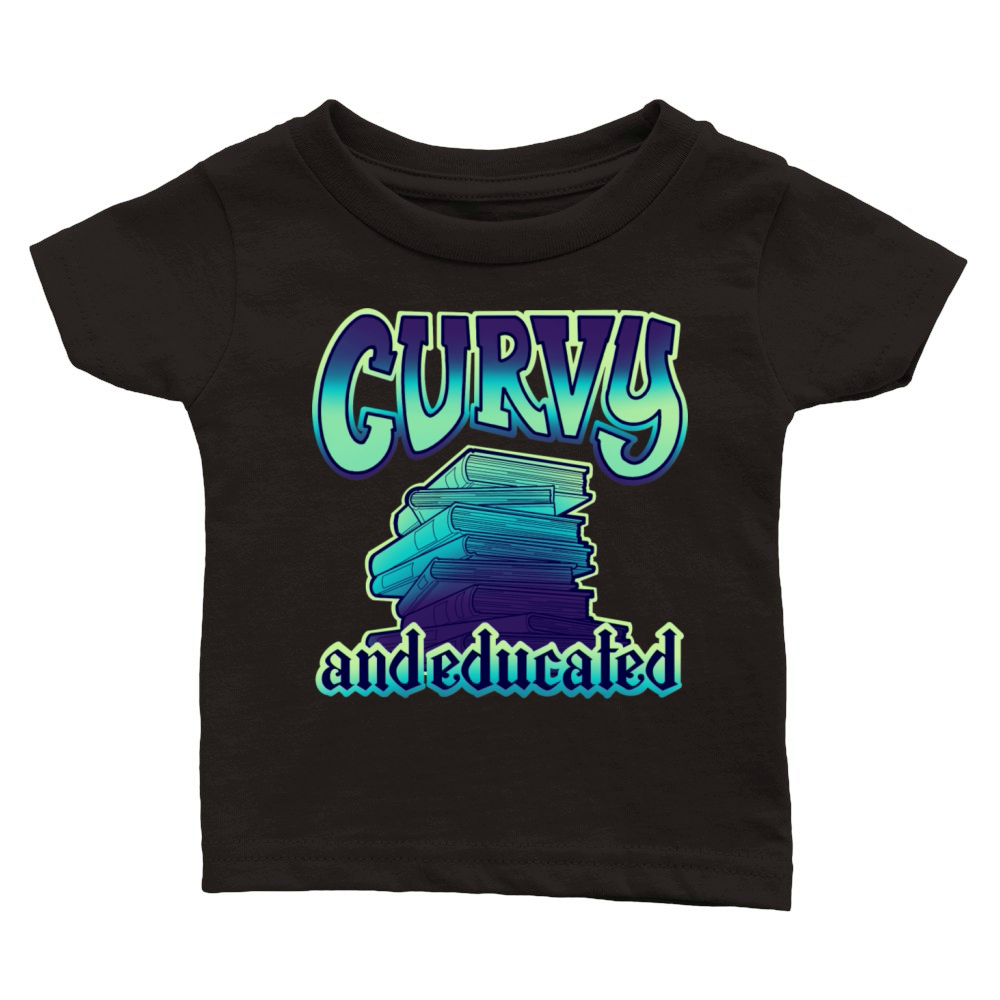 Curvy And Educated Stack Of Aqua Blue Books Classic Baby Crewneck T-shirt