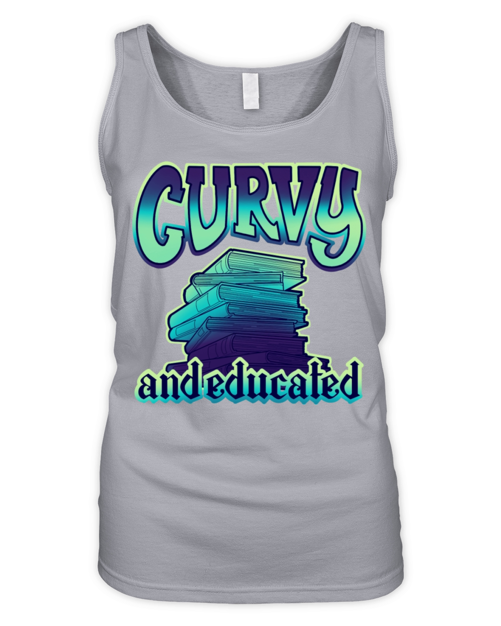 Curvy And Educated Stack Of Aqua Blue Books Organic Women's Tank Top