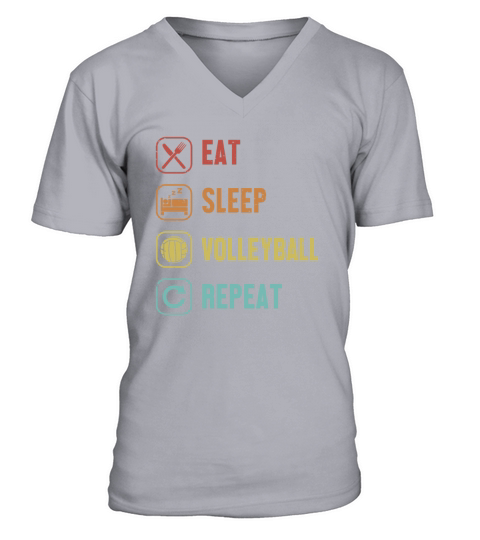 Eat Sleep Volleyball Repeat Team Player Coach V-Neck T-shirt
